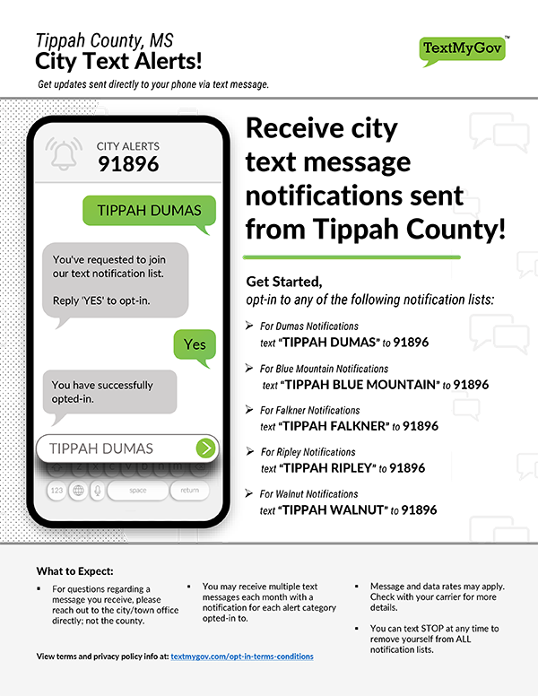 TextMyGov - Tippah County Cities Alerts